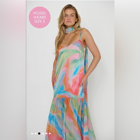show me your mumu dalia maxi dress colorful XS New - Picture 2 of 2